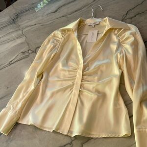 Intermix Cream Silk Top in Cream, Size 0